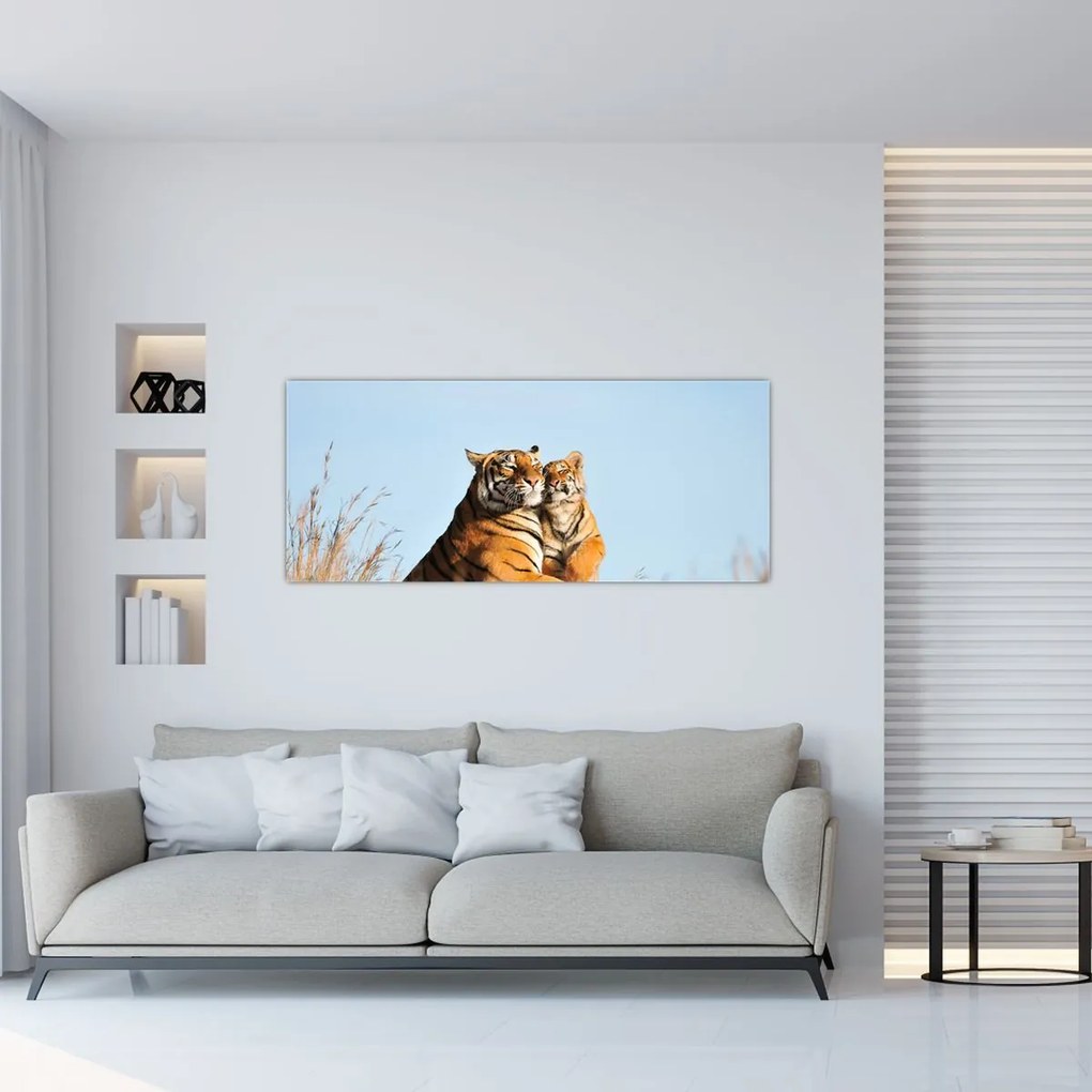 Kép - Tigris és a kölyke (120x50 cm)