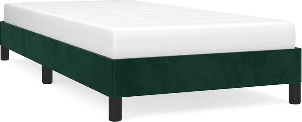vidaXL sötétzöld bársony ágykeret matrac nélkül 90x190 cm