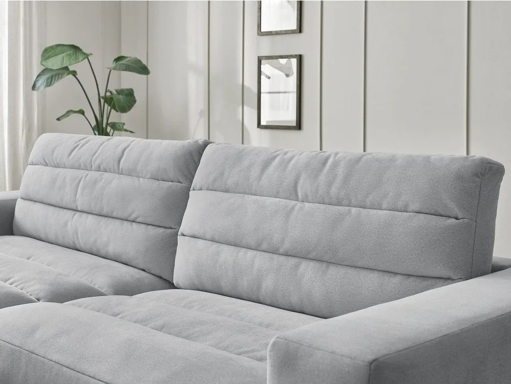 Világosszürke bársony sarokkanapé (bal oldali-heverő résszel) Sierra – Bobochic Paris