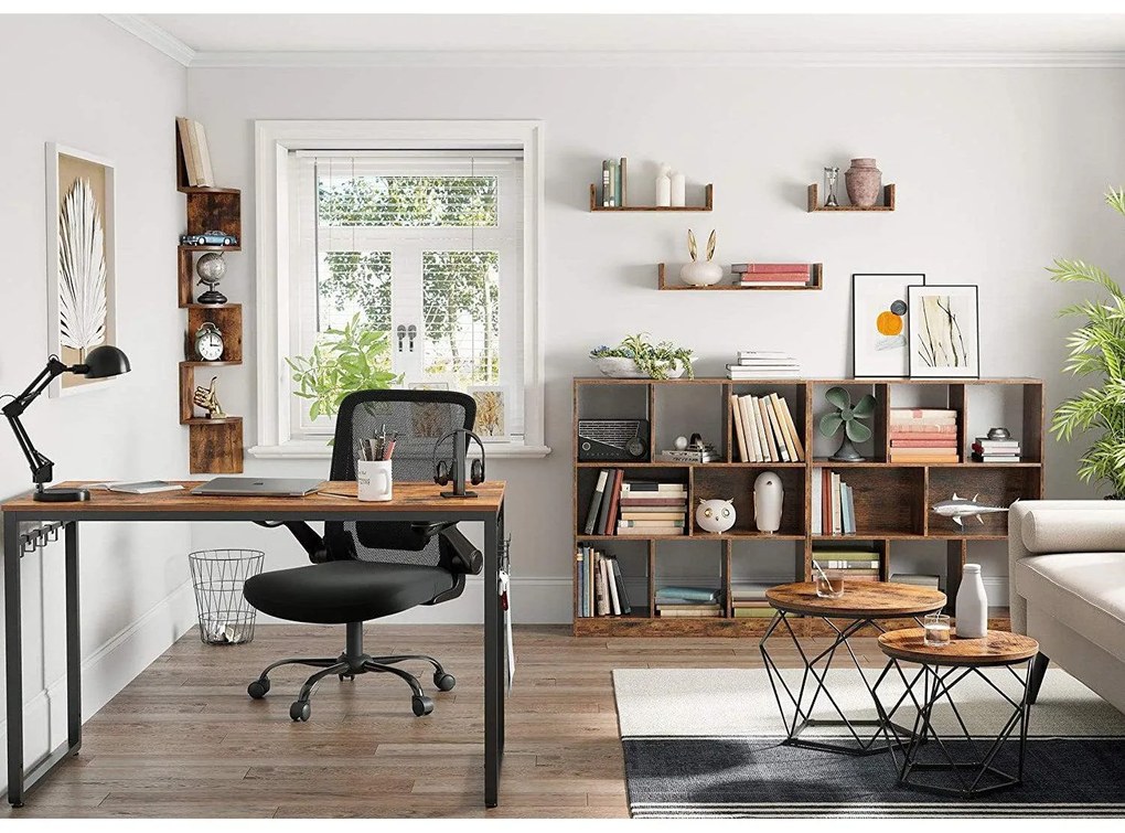 Dohányzóasztal, 2 oldalsó asztal, ø50cm és ø40cm, barna-fekete