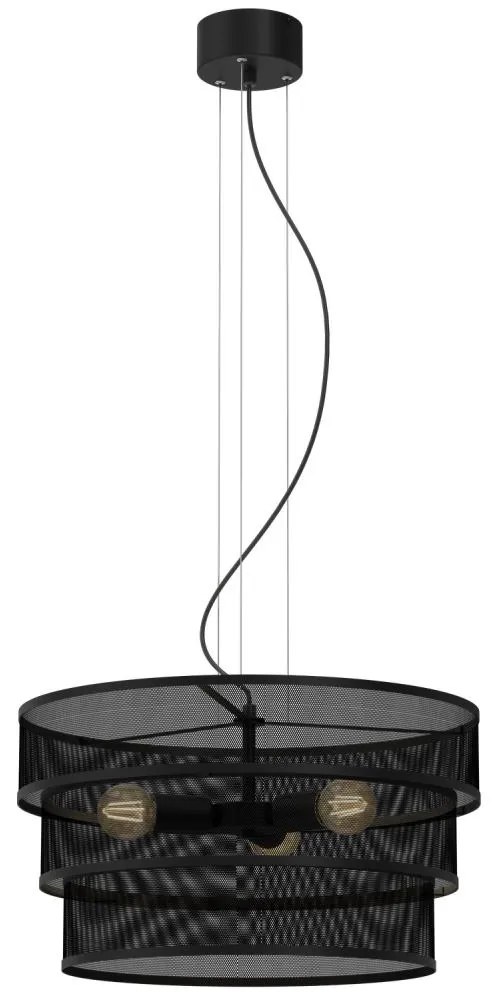 Csillár zsinóron GLUM 3xE27/60W/230V fekete