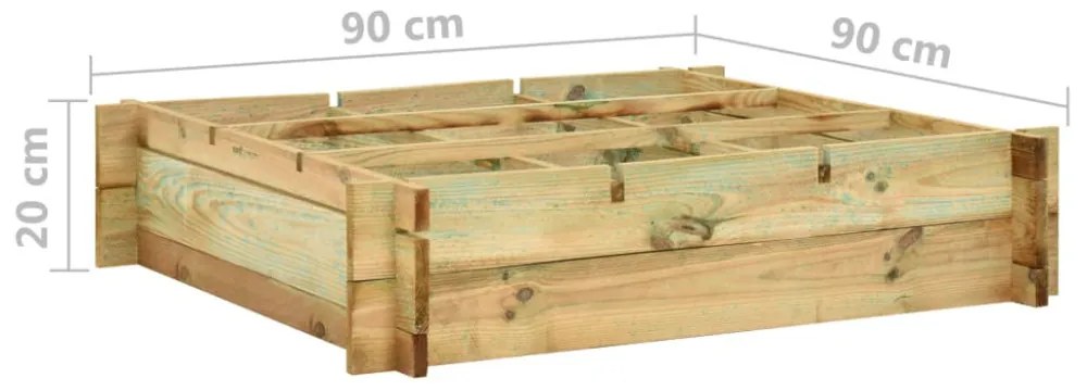 impregnált fa magaságyás 90 x 90 x 20 cm