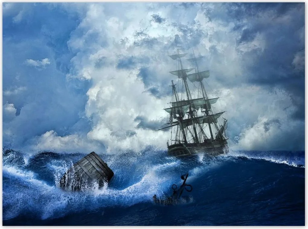 Poszterek 135x100 Vihar Tenger Hajó Tájkép