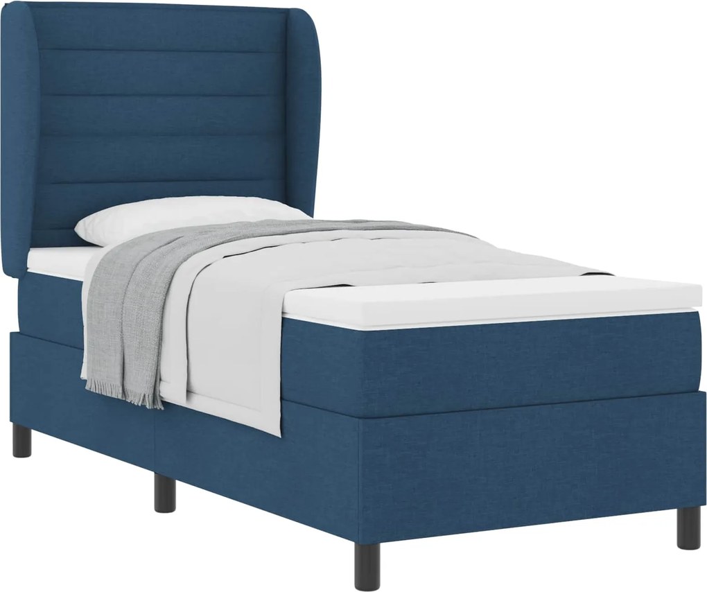 vidaXL Boxrugós ágy matracmal fejtámlával Kék 80 x 200 cm szövet
