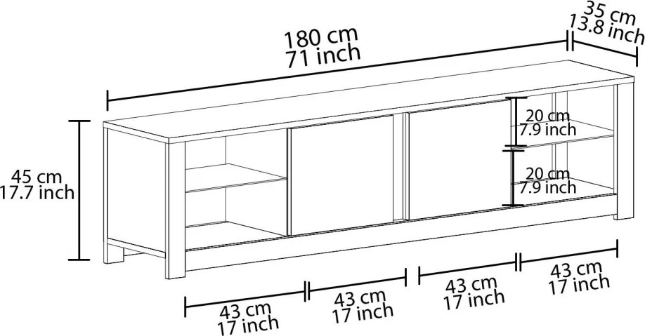 Aydos TV-állvány, fehér-tölgy, 180 cm