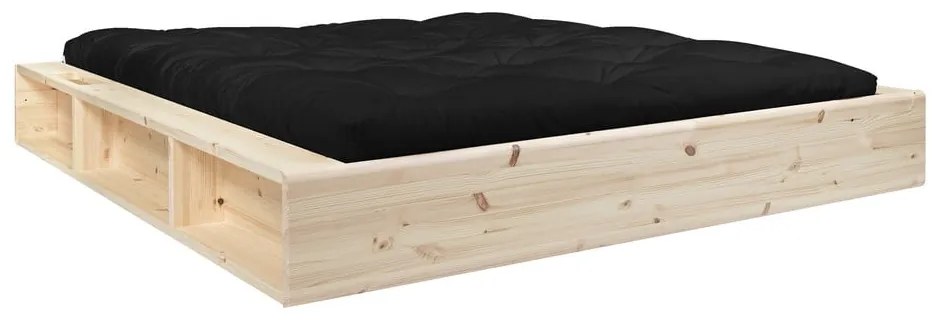 Ziggy kétszemélyes tömörfa ágy fekete Comfort futon matraccal, 140 x 200 cm - Karup Design