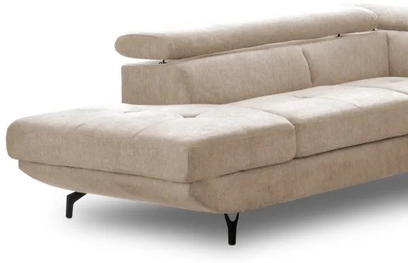 BRESCIA kinyitható L-alakú balos sarokülőgarnitúra, bézs, tárolóval