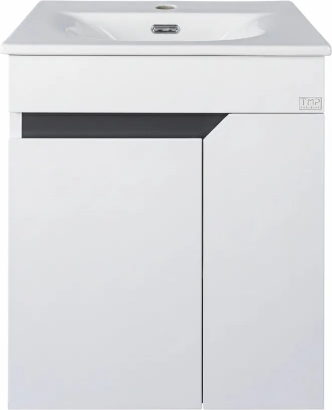 TMP VISION 55 fali függesztett fürdőszobai bútor - SKY E-8099-55 porcelán mosdóval - 55 x 46 cm