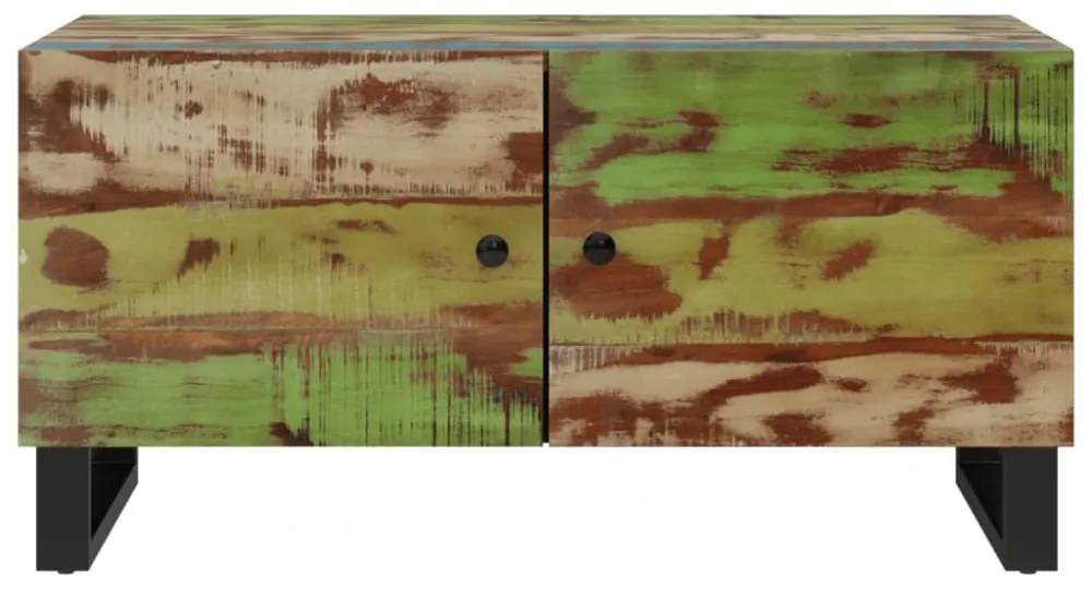 tömör újrahasznosított és szerelt fa dohányzóasztal 80x50x40 cm