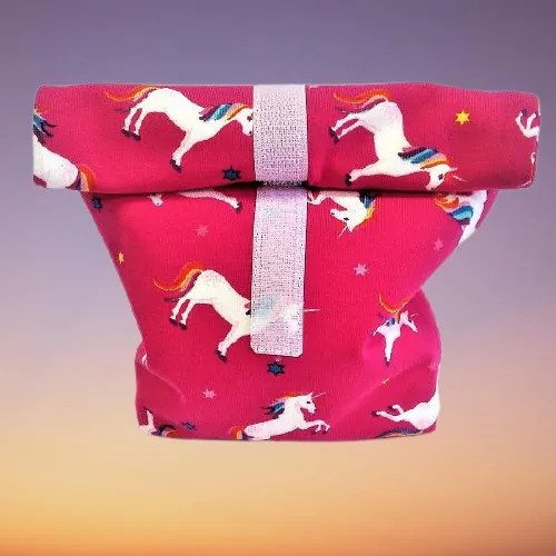 Textil uzsonnás tasak unikornis pink