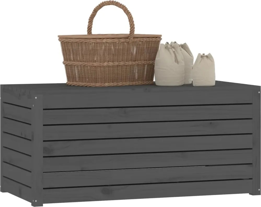 vidaXL szürke tömör fenyőfa kerti láda 101 x 50,5 x 46,5 cm