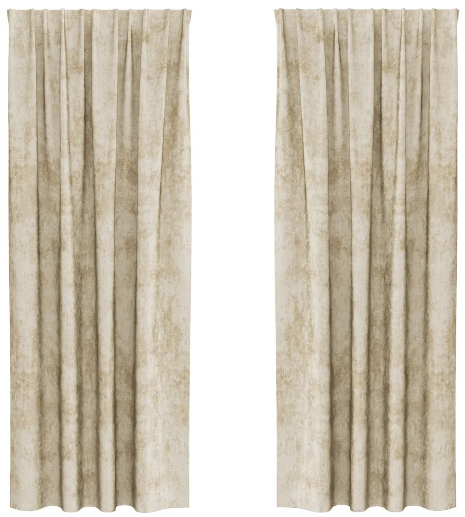 Velúr Függönyök 2 db Fémrúd zsebes Krém 225x140 cm