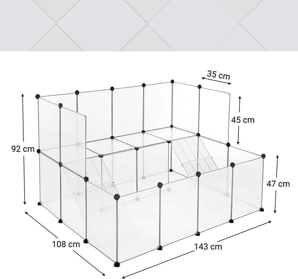 Kisállat kifutó, 143 x 92 x 108 cm, fehér