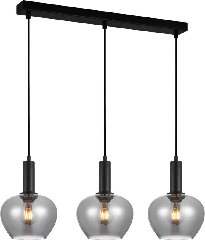 ITALUX PND-30084-3-BK-SG STABLA Többágú Függesztett Lámpa Fekete, Füstös E27 IP20