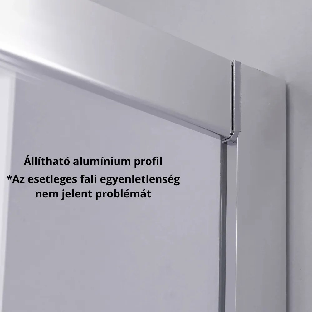 Stuxi Nizza 110x70 aszimmetrikus szögletes tolóajtós zuhanykabin 6 mm vízlepergető biztonsági üveggel, króm elemekkel, 200 cm magas