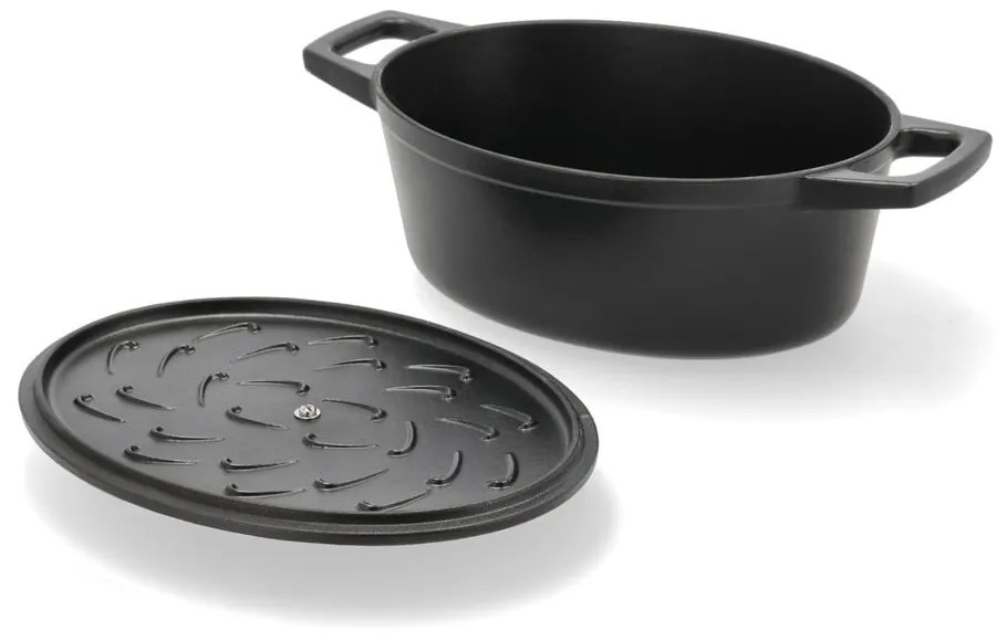 Indukciós tűzhelyhez alkalmas öntöttvas edény fedővel 3,8 l – Holm