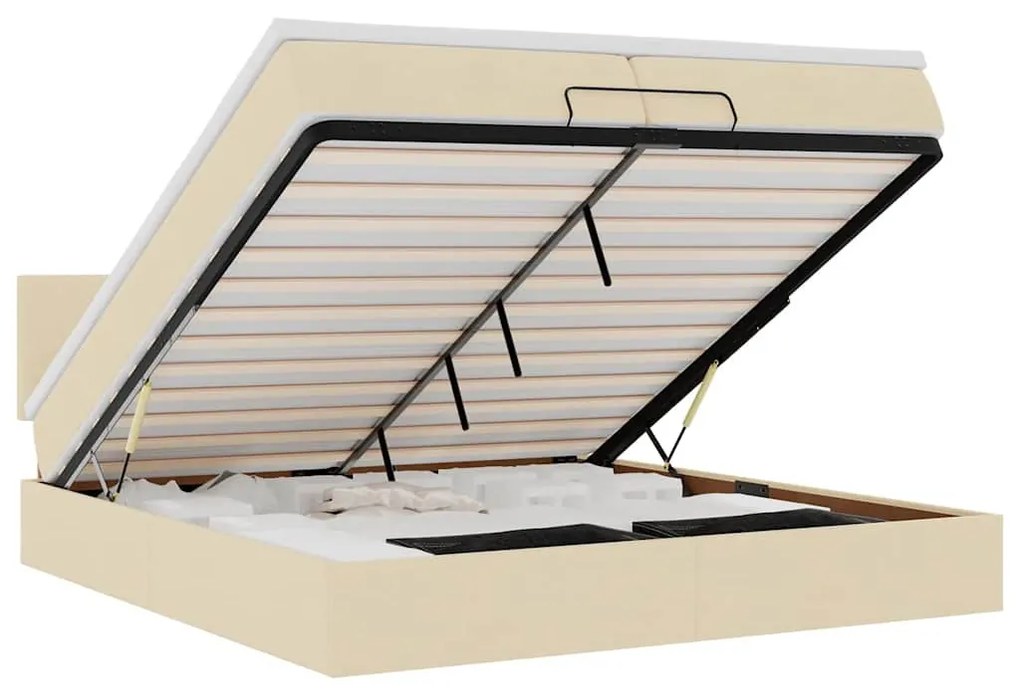 Ottomán ágykeret matraccal krém 200x200 cm anyaggal