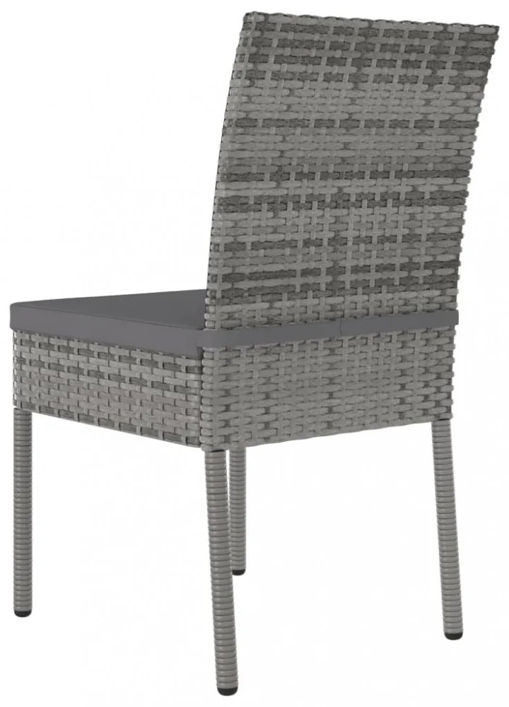 2 db szürke kerti polyrattan étkezőszék
