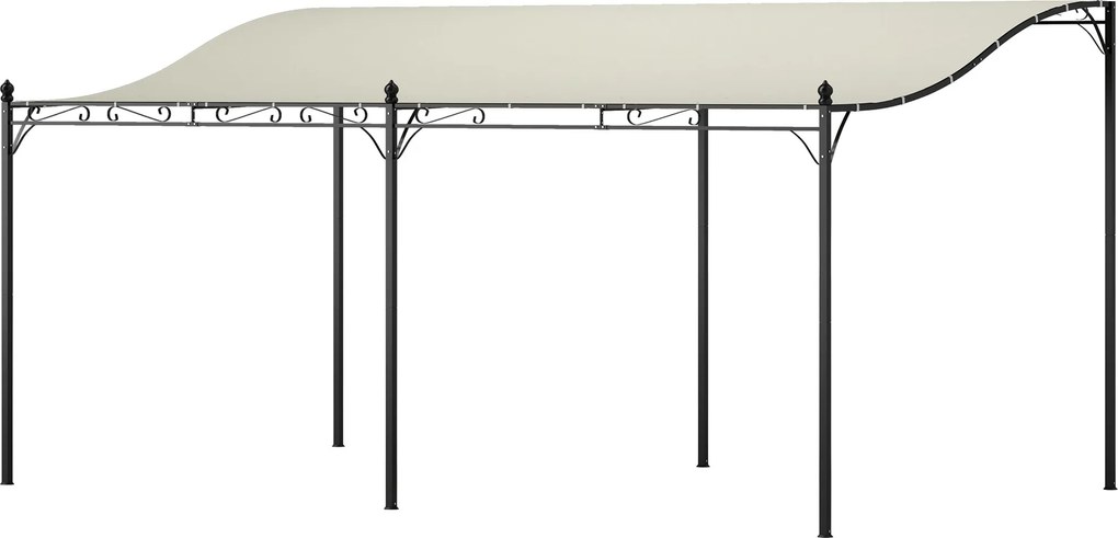 Outsunny Falra Dőlő Pergola Tetővel, Vízzáró Napernyő, Önálló Kert Pavilon Terasz Kerti Napernyő kb. 3x5x2.5 m Krémfehér | Aosom
