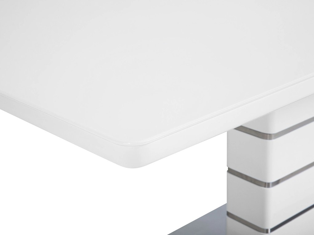 Étkezőasztal Fehér Rozsdamentes Acél 180/220 x 90 cm Bővíthető HAMLER Beliani