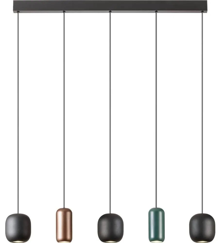 Redo 01-3481 - Csillár zsinóron BOOM 5xGU10/10W/230V fekete/zöld/barna