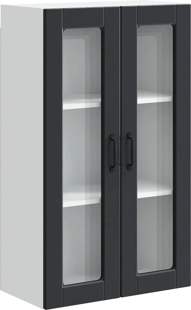 vidaXL Konyhaszekrény polcokkal Fekete 60 x 31 x 100 cm Faanyag