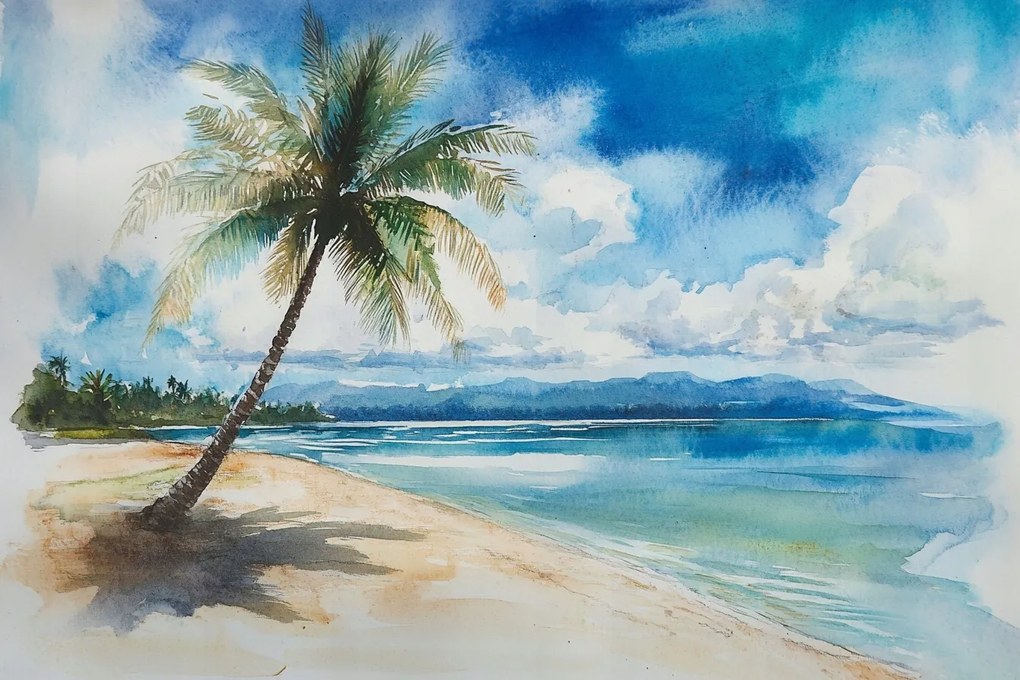 Vászonkép Canvas Tájkép Trópusi Tengerpart Pálmafák Tenger Óceán 120x80