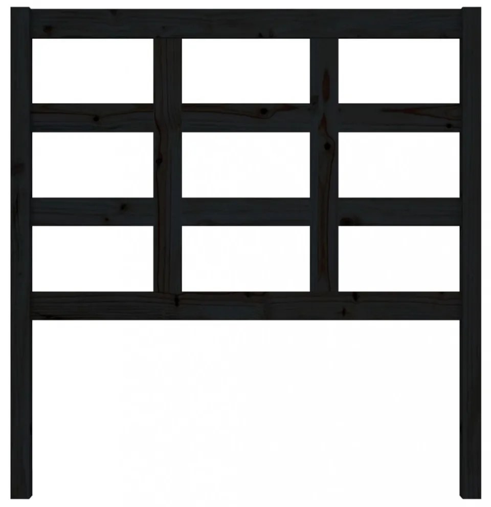 fekete tömör fenyőfa ágyfejtámla 95,5 x 4 x 100 cm