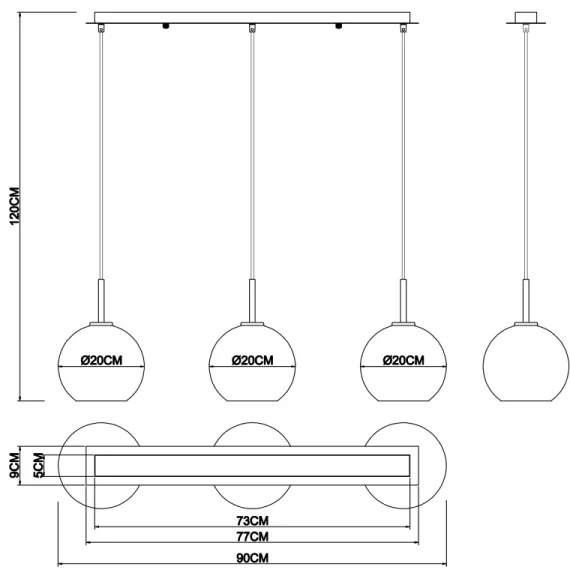 Globo 15462H2 - Csillár zsinóron ADARA 3xE27/60W/230V