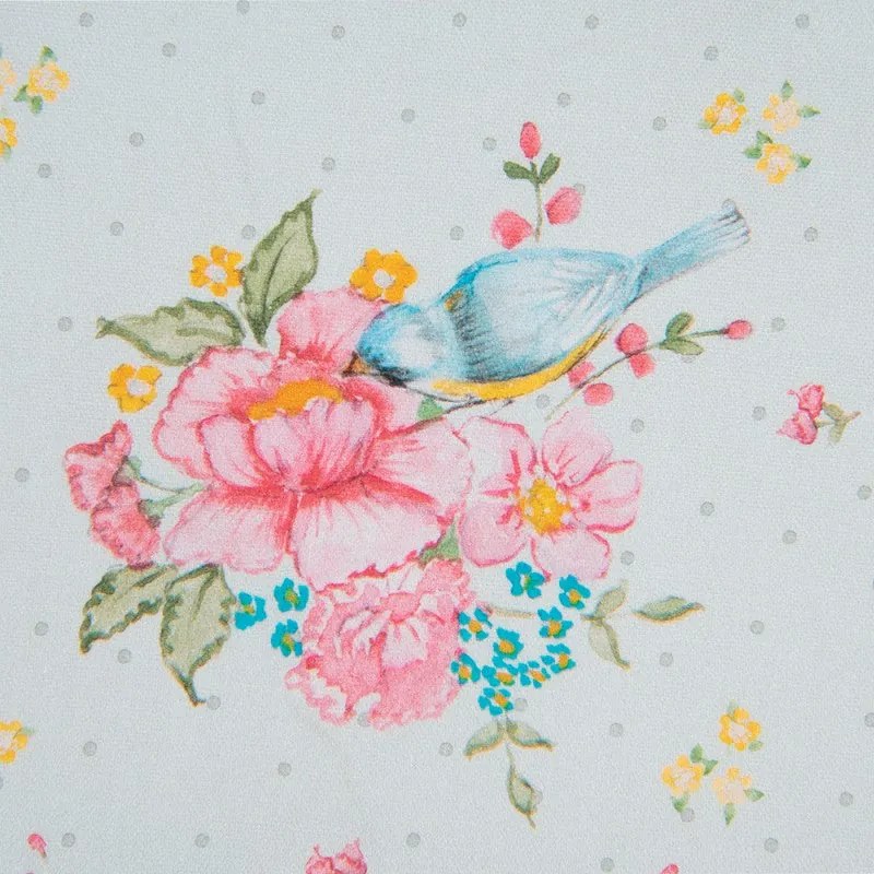 Vintage rózsás madárkás pamut díszpárna huzat Cheerful Roses