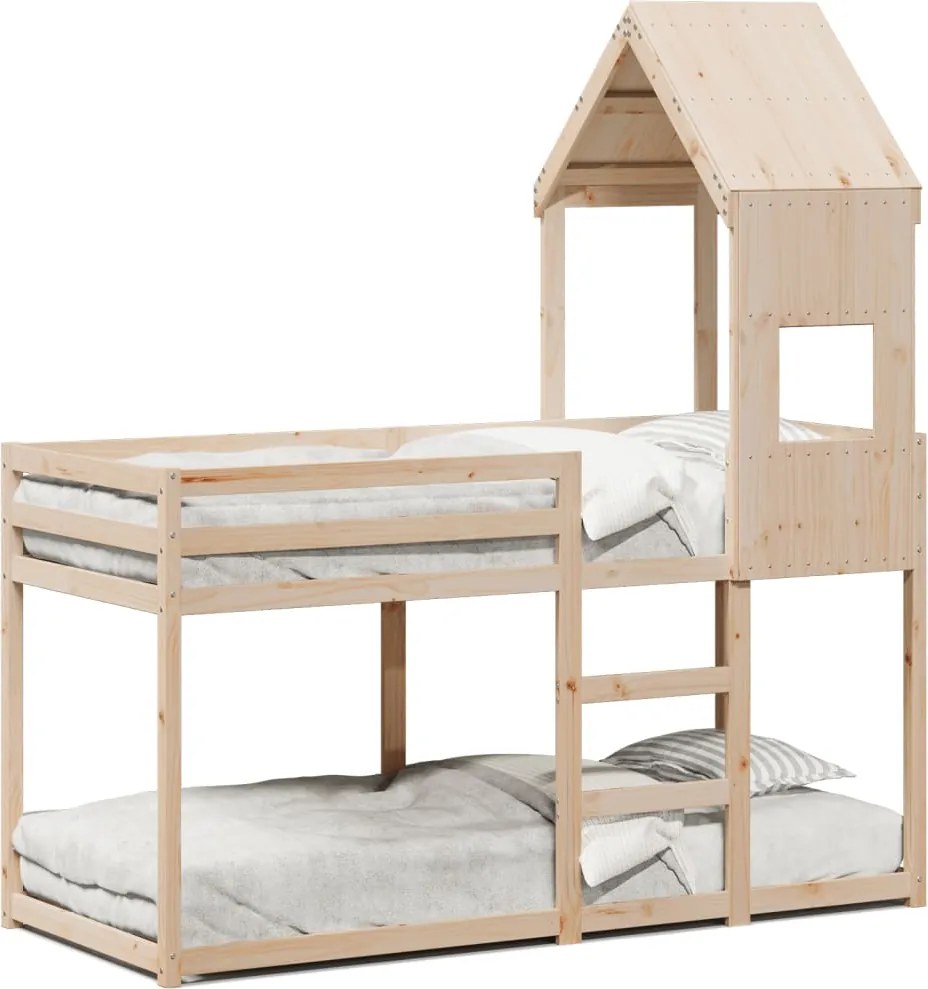 vidaXL tömör fenyőfa emeletes ágy matrac nélkül 90 x 190 cm