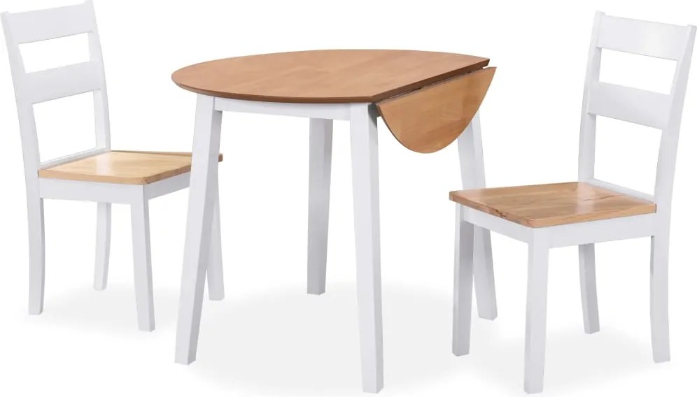 vidaXL 3 részes fehér MDF és gumifa étkezőgarnitúra