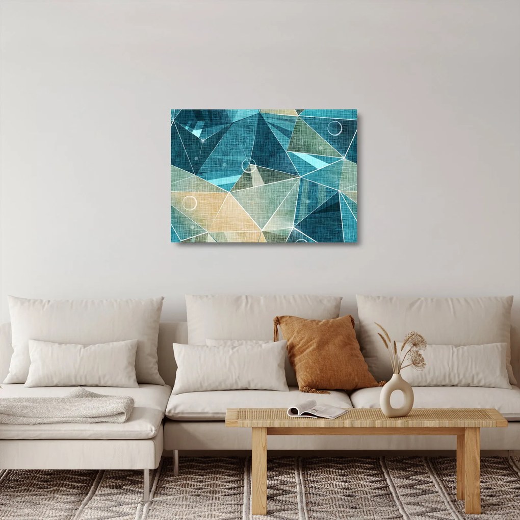 Kép - Türkiz absztrakció (üvegen) (70x50 cm)