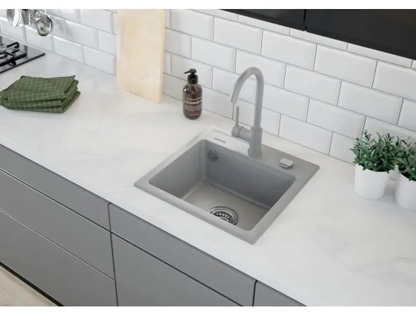 Deante ZQZ_S103 - ZORBA konyhai mosogató 44x44 cm gránit/metál szürke