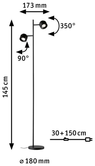 Paulmann 79775 - 2xLED/3W Dimmelhető állólámpa PURIK PANE 230V