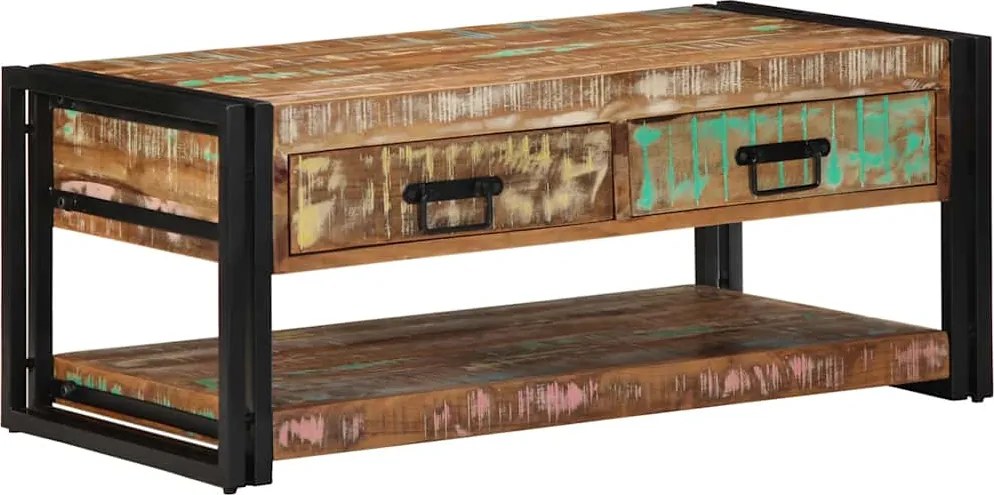 vidaXL dohányzóasztal többszínű 90x50x38cm tömörfa újrahasznosított fa