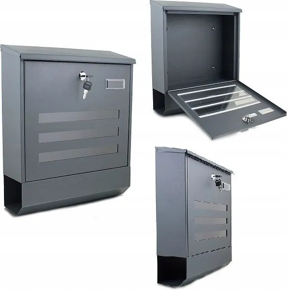 Bituxx postaláda újságtartóval, grafit 35x42x12cm