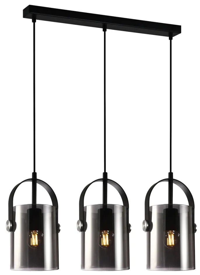 ITALUX PND-32453-3-BK-SG NANESMA Többágú Függesztett Lámpa Fekete, Füstös E27 IP20