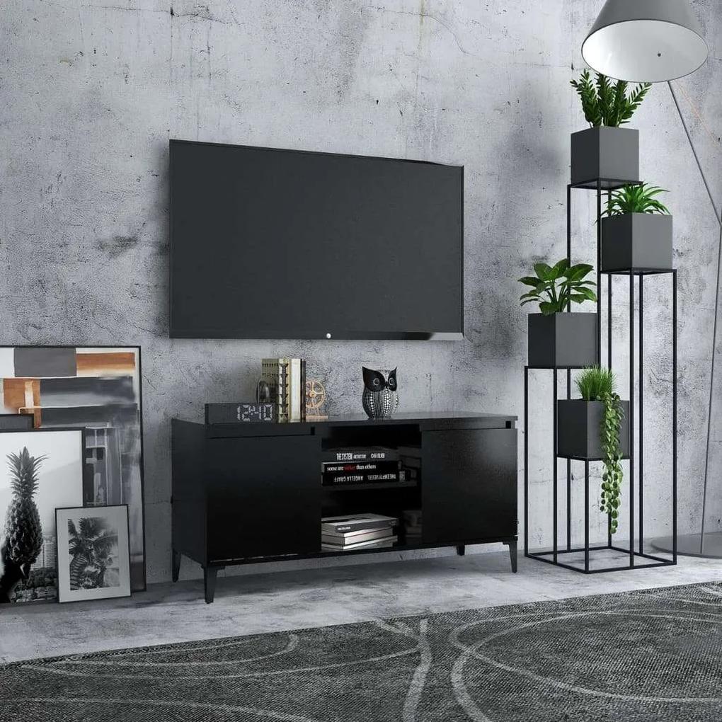 vidaXL fekete TV-szekrény fém lábakkal 103,5 x 35 x 50 cm