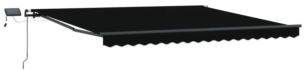 Kézi behúzható napellenző LED-del Fekete 450x300 cm