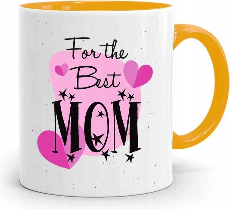 Sárga Bögre Ajándék Anyukáknak For The Best Mom fényképes nyomattal