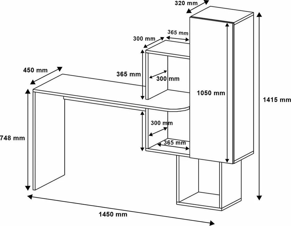 Acelya Walnut and White íróasztal