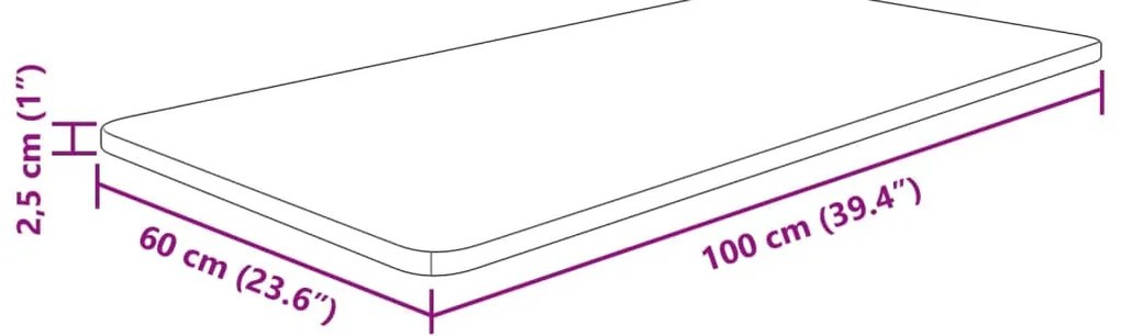 kezeletlen tömör fa fürdőszobai pult 100x60x2,5 cm