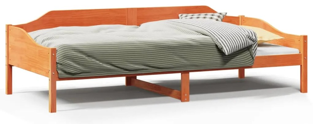 viaszbarna tömör fenyő ágykeret matrac nélkül 80x200 cm
