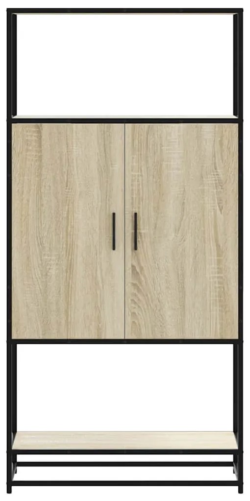 Highboard sonoma tölgy 68x35x139 cm gépelt fa és fém