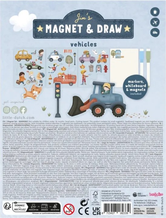 Little Dutch mágneses rajzoló készlet letörölhető ficcel - Jim járművei