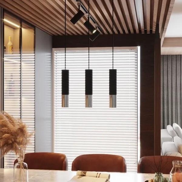 Sollux SL.0941 - Csillár zsinóron LOOPEZ 2xGU10/10W/230V fekete/króm