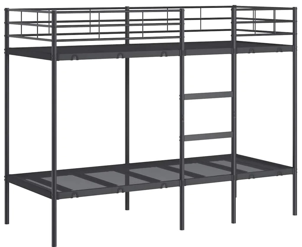 fekete acél emeletes ágy matrac nélkül 75 x 190 cm