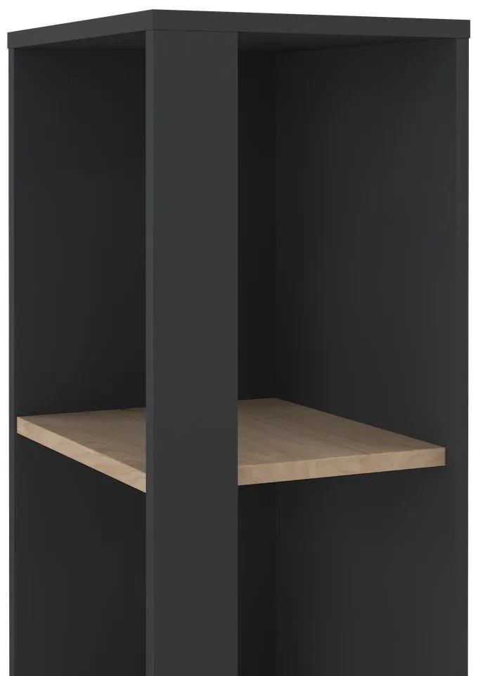 Antracitszürke-natúr színű könyvespolc tölgyfa dekorral 41x205 cm Sign – Tvilum