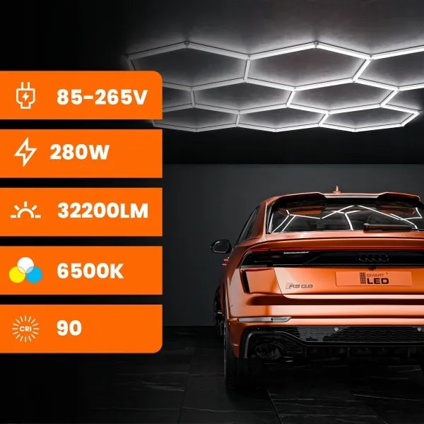 LED mennyezeti lámpatest LED/280W/85-265V 6500K 313x298 cm CRI 90 IP54 fehér